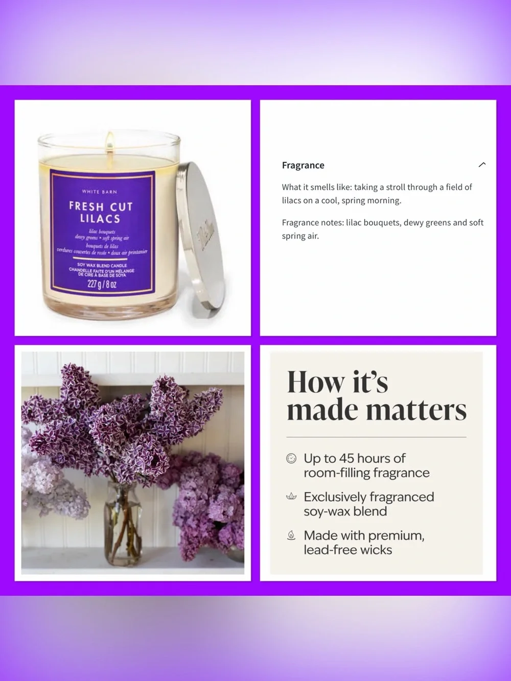BATH & BODY WORKS ‘Fresh Cut Lilacs’ Single Wick Candle 🪻 - Picture 2 of 6